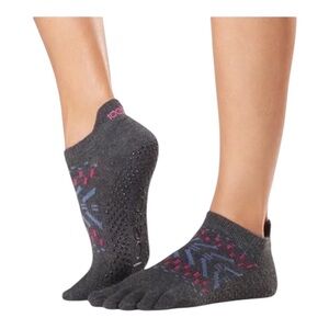 Toesox NIP Low Rise Full Toe Non Slip Grip Arch Support Socks FESTIVAL Medium